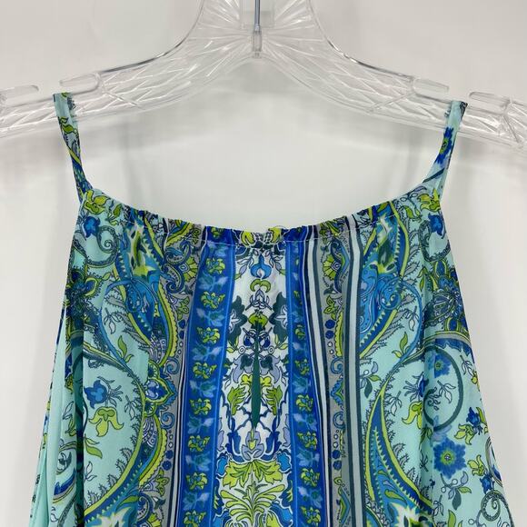 NWT London Times Sleeveless Blue Paisley Dress Sz 14 Garden Fairy Flowy Y2K 90s - Picture 9 of 16